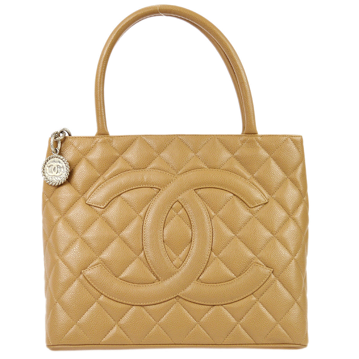 Luxury Chanel 2001-2003 Medallion Tote SHW Beige Caviar