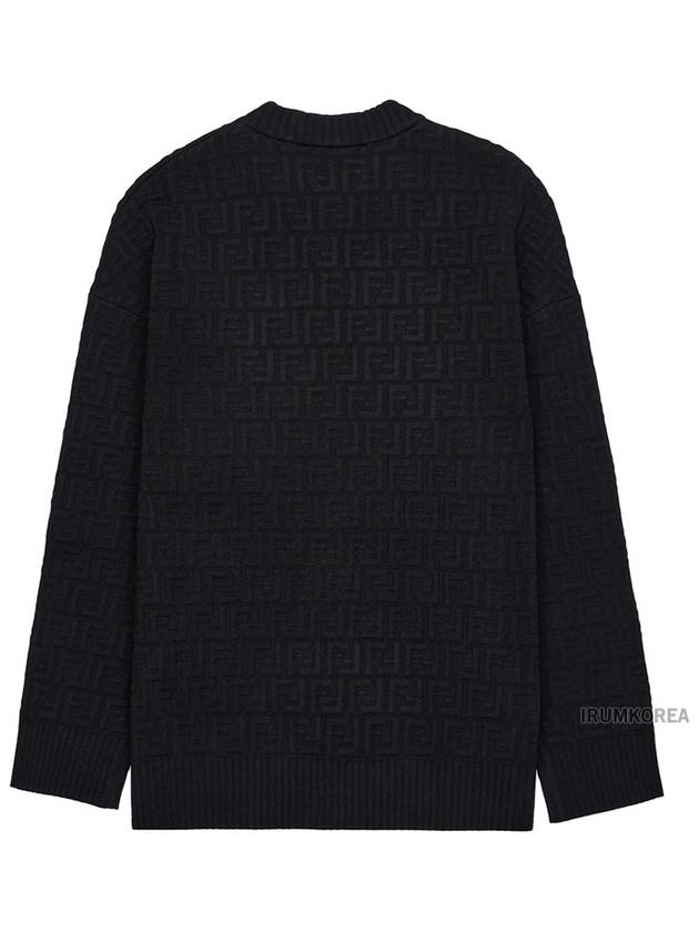 Luxury Fendi FF Logo Embossed Pullover Knit Top Black