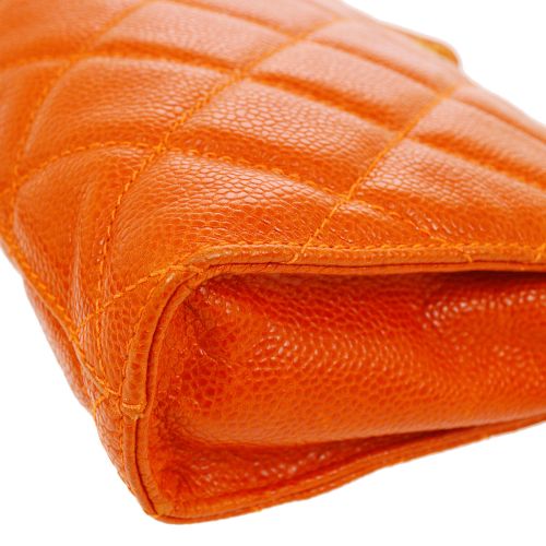 Luxury Chanel 1996-1997 Orange Caviar Quilted Belt Bag #75