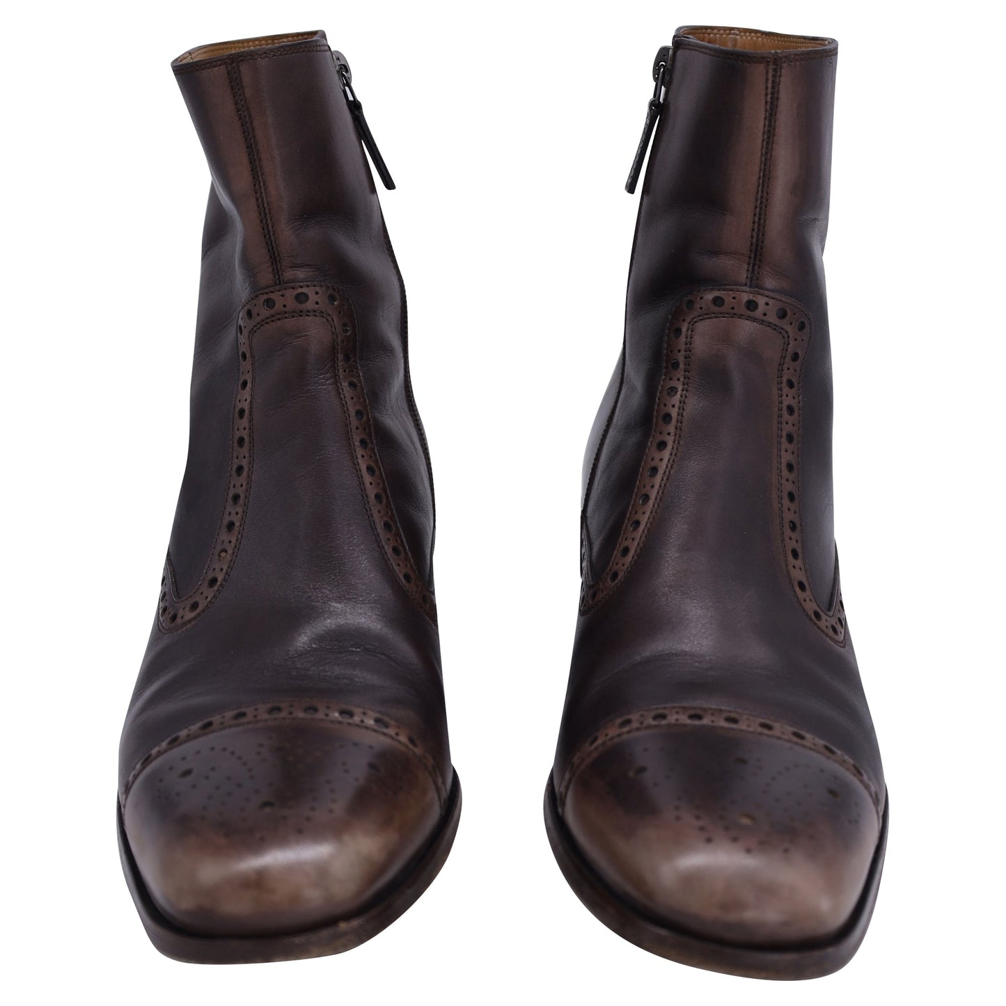 Luxury Gucci Trending 2025 Western Style Ankle Boots in Faded Brown Leather