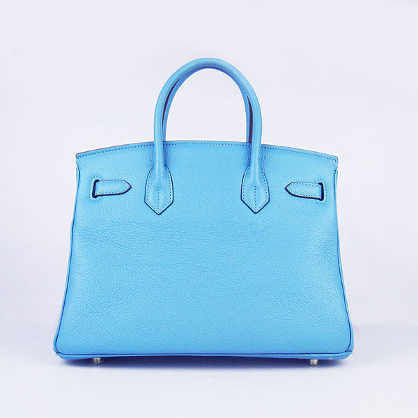 Luxury Hermes Birkin 30cm Togo Leather Handbags Light Blue Golden