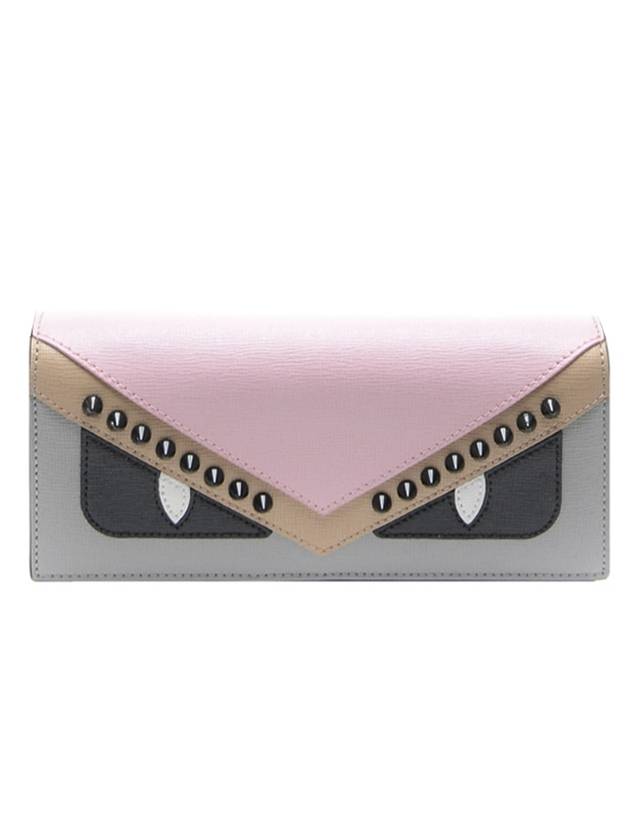 Luxury Fendi Monster Chain Long Wallet Pink Grey
