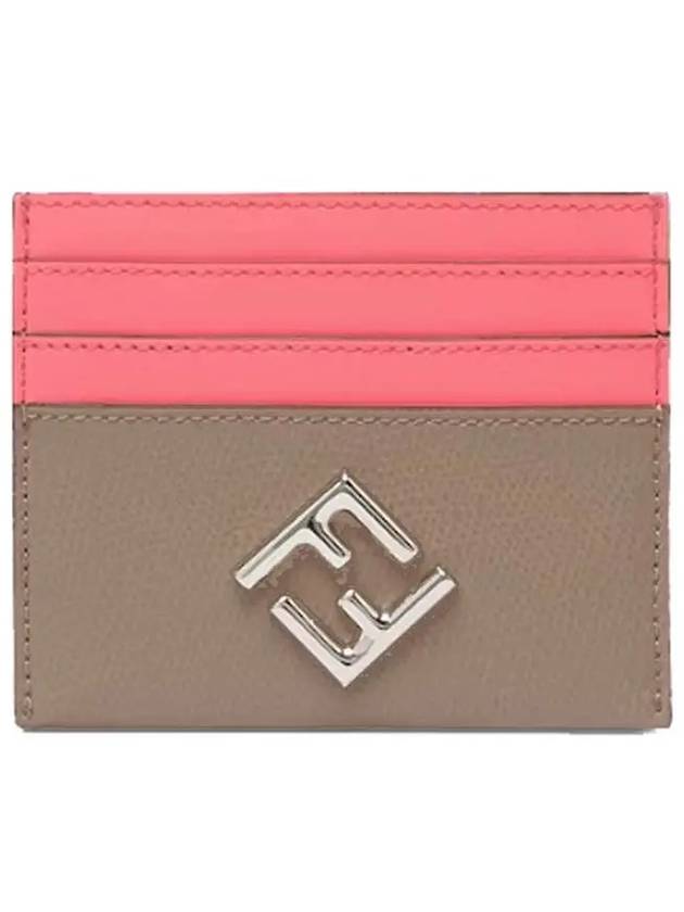 Luxury Fendi Logo Diamond Card Wallet Pink Beige