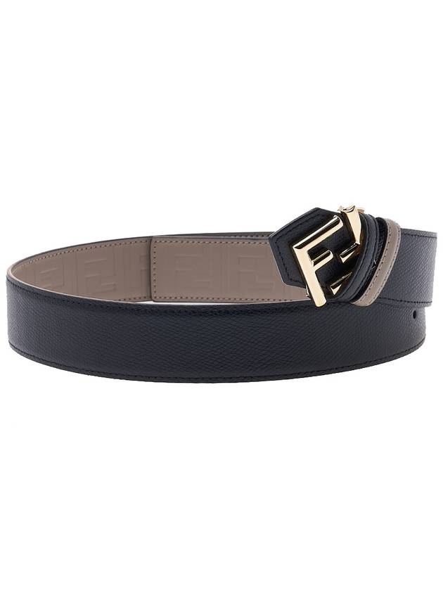 Luxury Fendi Reversible Leather Belt Black Dove Grey