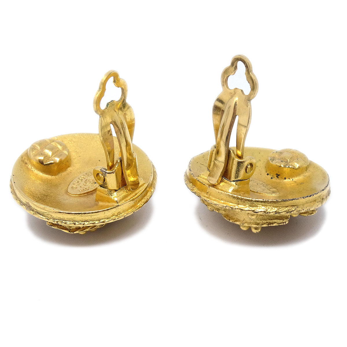 Luxury Chanel 1994 Gold 'CC' Filigree Earrings Small