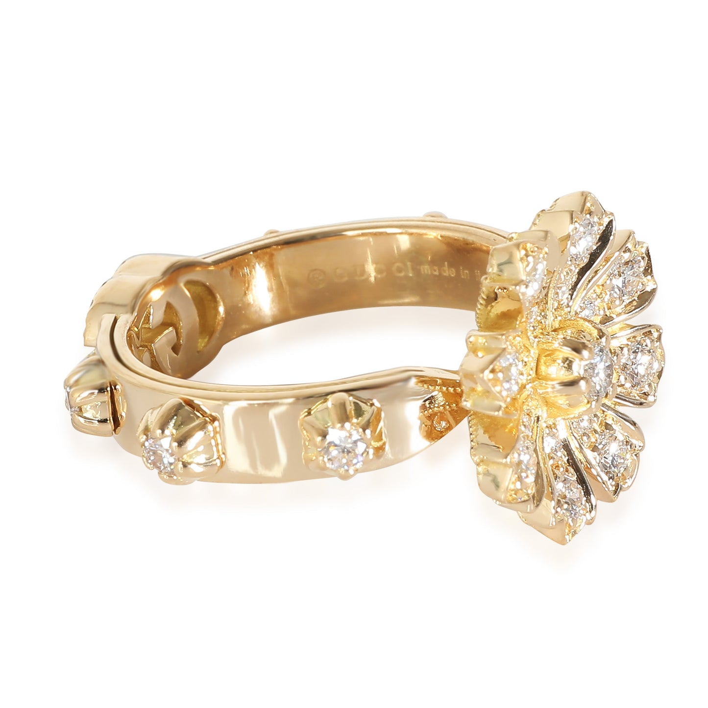 Gucci Flora Ring with Diamonds in 18k Yellow Gold 0.63 CTW