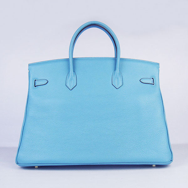 Luxury Hermes Birkin 35cm Togo Leather Handbags 6099 Light Blue Golden