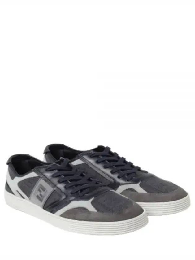 Luxury Fendi Step Leather Low Top Sneakers Blue