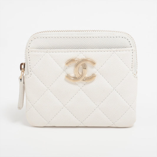 Chanel Matrasse Caviar S Coin Case White G  Random