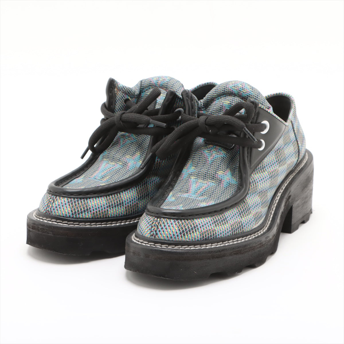 Louis Vuitton LV Bubble Line 19 Years Canvas  Leather Trainers 36 1/2  Multicolor MA0169 Damier LV Logo