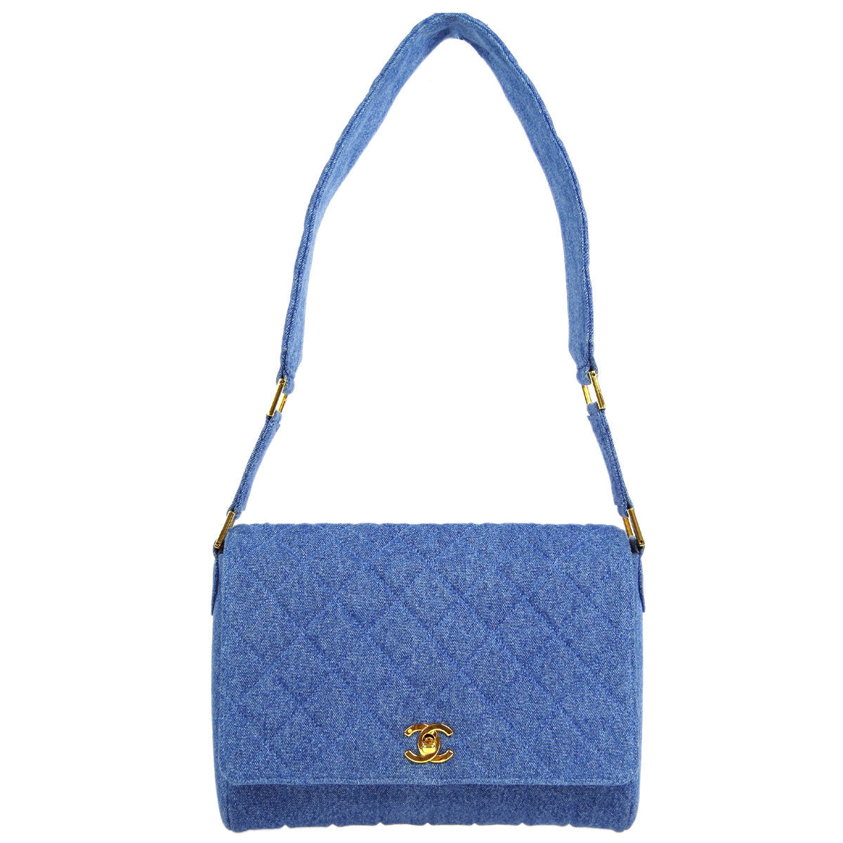 Luxury Chanel * 1989-1991 Denim Straight Flap Shoulder Bag