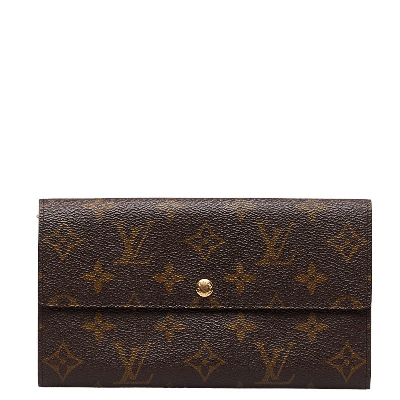 Louis Vuitton Monogram Pochette Porte Monet Credit Long Wallet M61725 Brown PVC Leather  Louis Vuitton