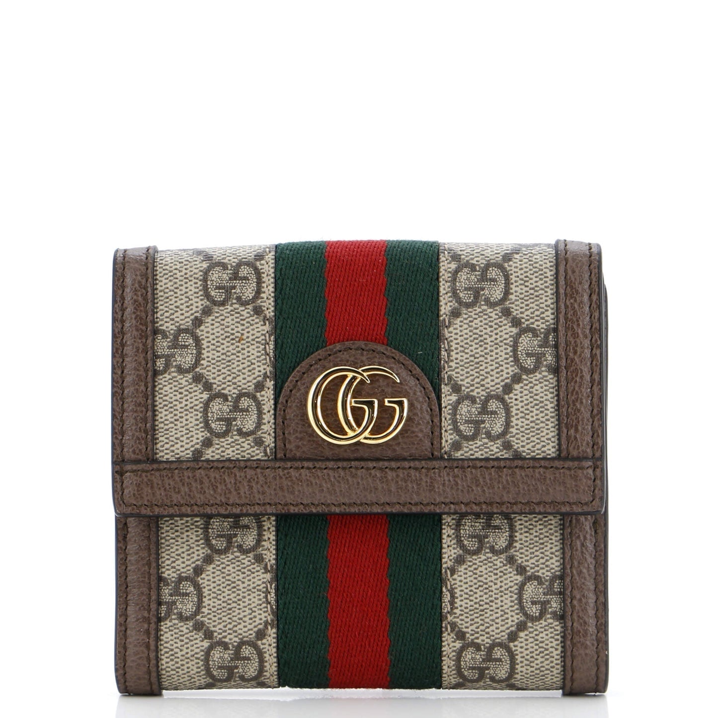 Luxury Gucci Trending 2025 Ophidia French Flap Wallet GG Coated Canvas Compact