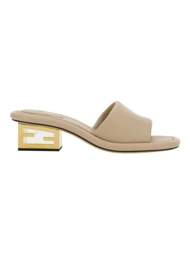 Luxury Fendi FF Baguette Motif Nappa Leather Sandals Beige