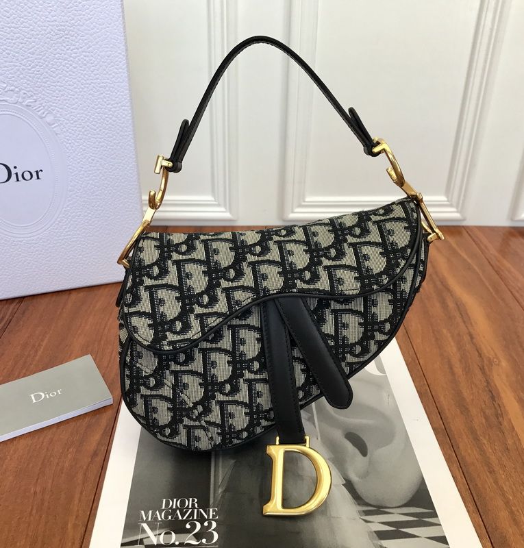 Luxury DiorMini Saddle Bag In Blue Oblique Jacquard Canvas