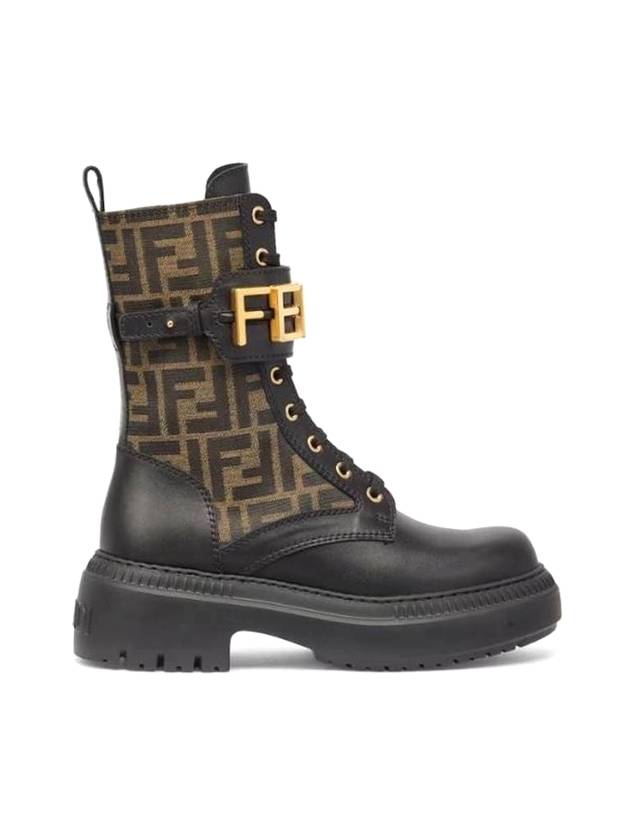 Luxury Fendi Luxury Fendigraphy Leather Worker Boots black Brown