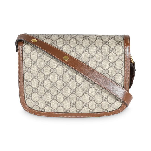 Luxury Gucci Trending 2025 Beige Ebony GG Supreme Canvas 1955 Horsebit Shoulder Bag