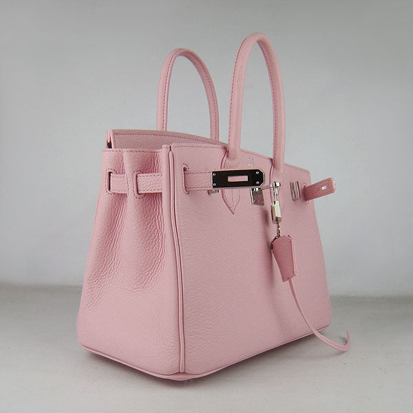 Luxury Hermes Birkin 30cm Togo Leather Handbags Pink Silver