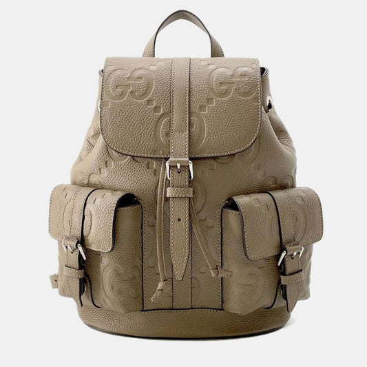 Luxury Gucci Trending 2025 Beige Jumbo GG Leather Backpack