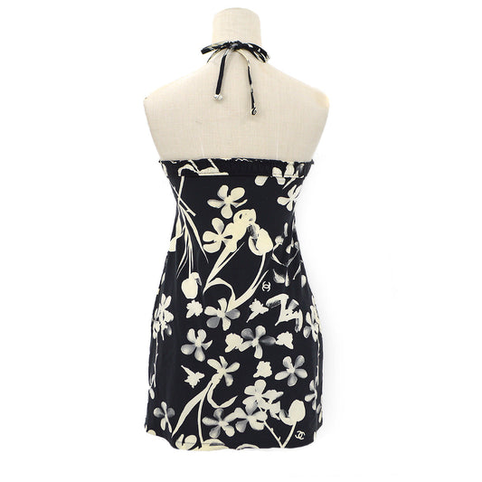 Luxury Chanel 2004 High Summer CC Camellia-print halterneck swimsuit dress #36