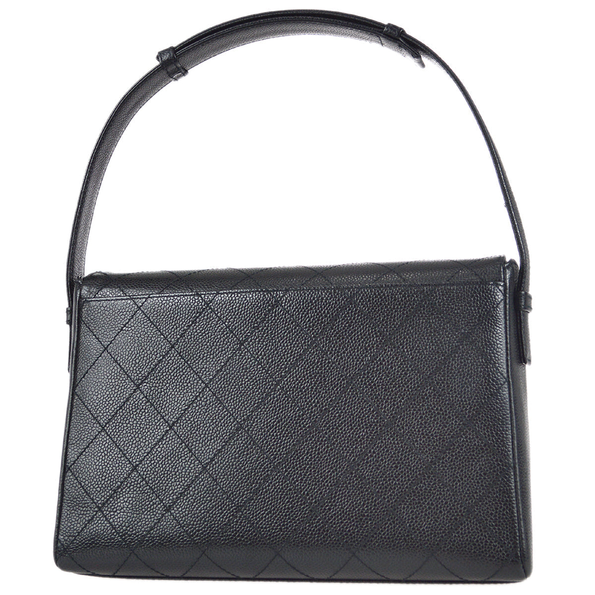 Luxury Chanel 1997-1999 Logo Handbag Black Caviar