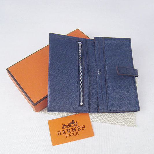 Luxury Hermes Wallet H015 Ladies Cow Leather Blue
