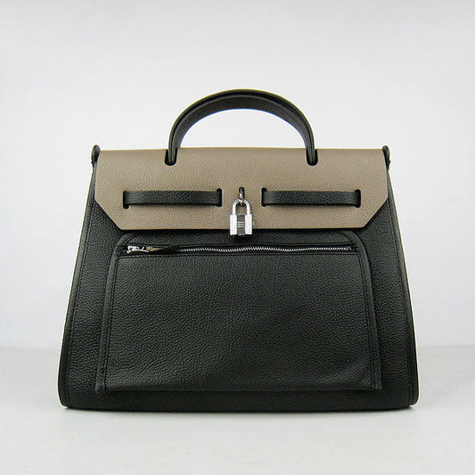 Luxury Hermes Herbag 60667 2way Cow Leather Grey