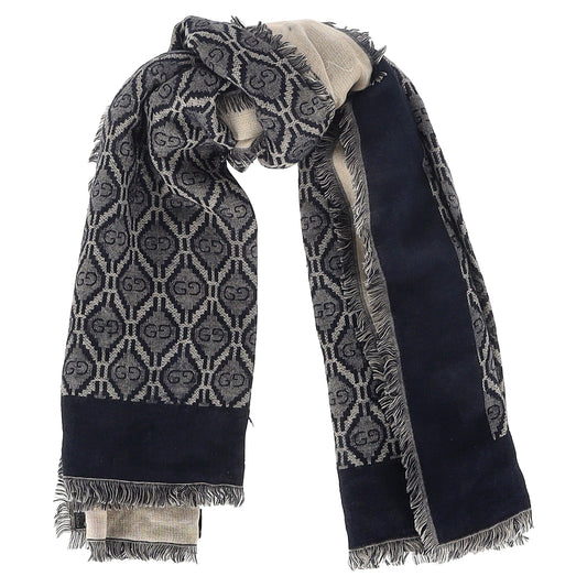 Luxury Gucci Trending 2025 Fringed Logo Jacquard in Navy Blue Cotton