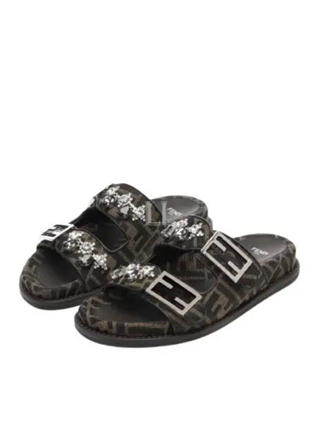 Luxury Fendi Feel Logo Slippers Black