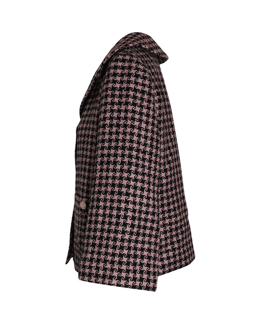 Luxury Gucci Trending 2025 Houndstooth Jacket in Pink Wool