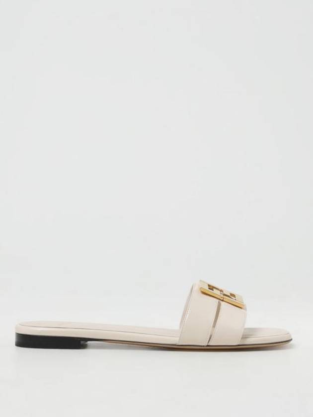 Luxury Fendi F Fold Leather Sandals White