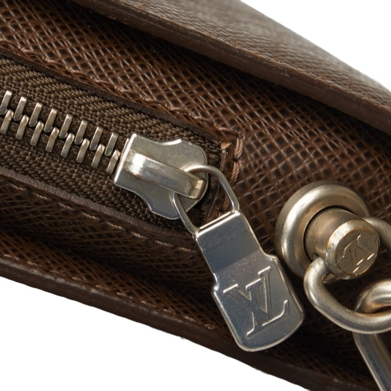 Louis Vuitton Taiga Suede Second Bag M30188 Grizzly Brown Leather Men Louis Vuitton