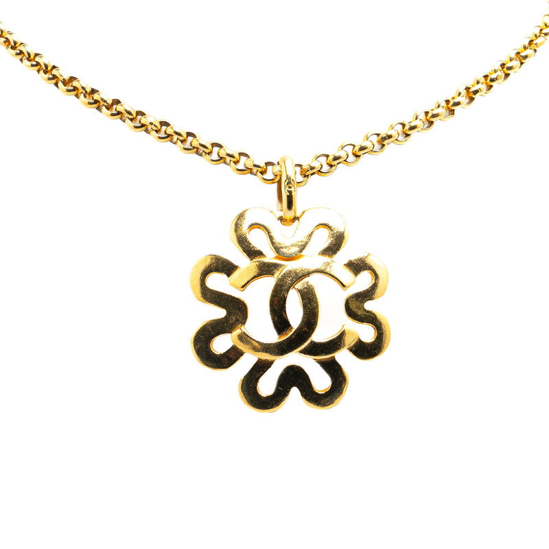 Chanel Vintage Clover Motif Necklace Gold
