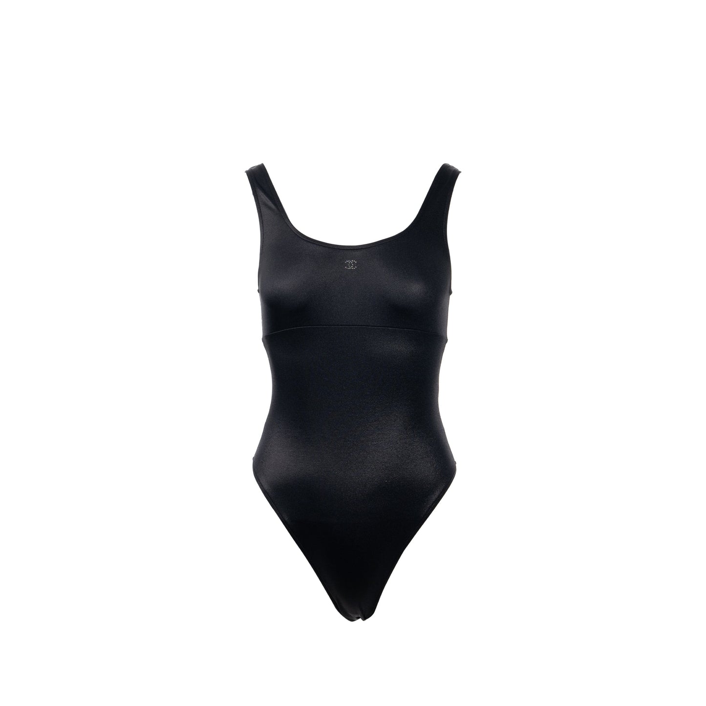 Chanel Size 36 24C CC Crystal Logo One-Piece Swimsuit Polyamide/Elastane Black