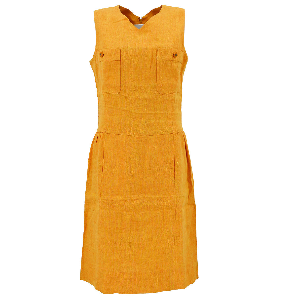 Luxury Chanel 1996 spring CC-buttons linen sleeveless dress #36