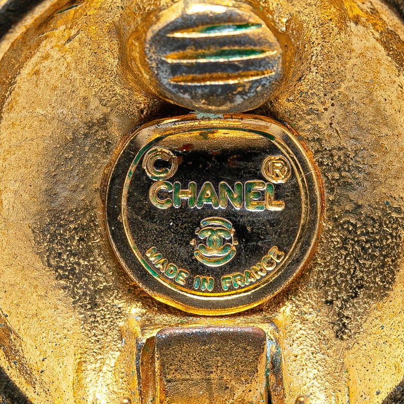 Chanel Vintage Coco Mark Round Earrings Gold
