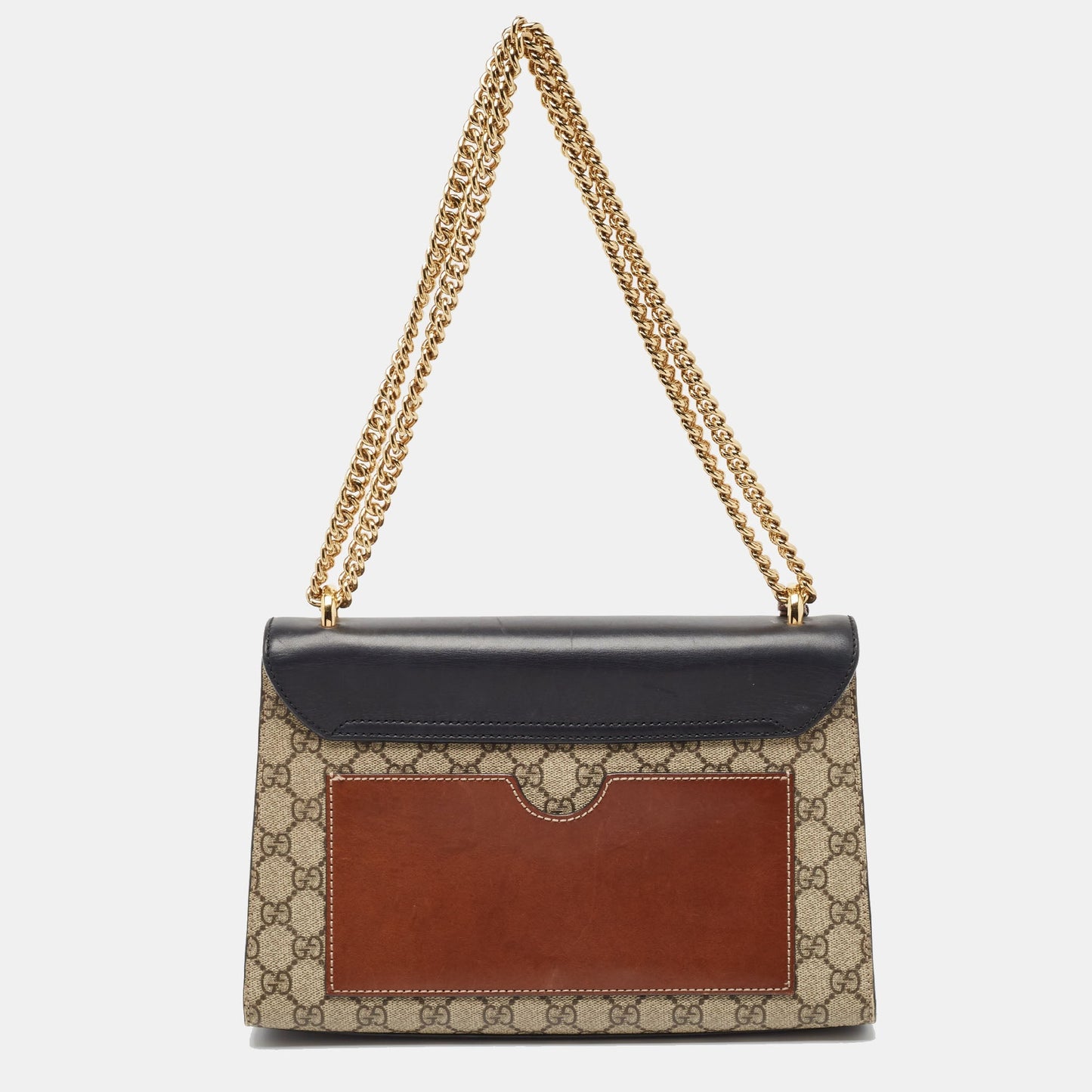 Luxury Gucci Trending 2025 Beige/black Gg Supreme Canvas And Leather Medium Padlock Shoulder Bag..