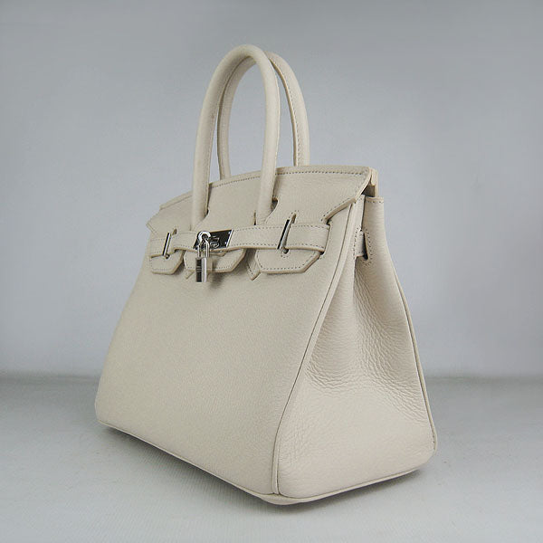 Luxury Hermes Birkin 30cm Togo leather Handbags beige silver