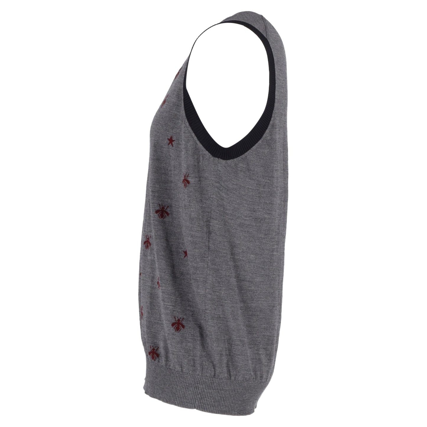 Gucci Bee & Star Sweater Vest in Grey Wool