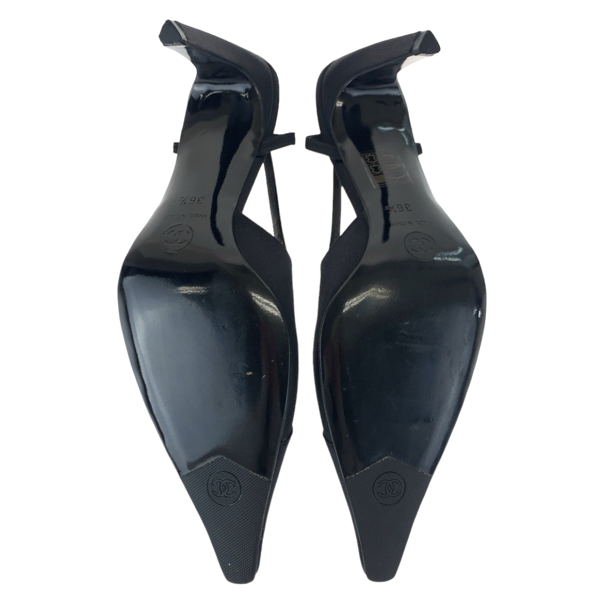 Chanel Satin Coco Mark Black Pumps