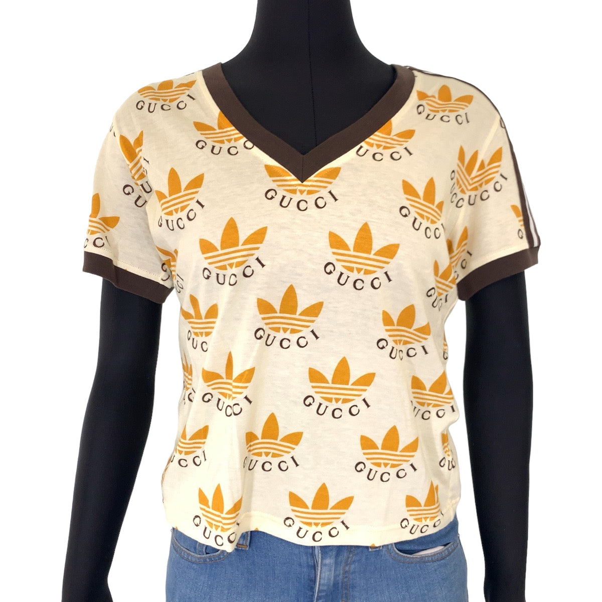 Luxury Gucci Trending 2025 Cotton V-Neck T-Shirt XS
