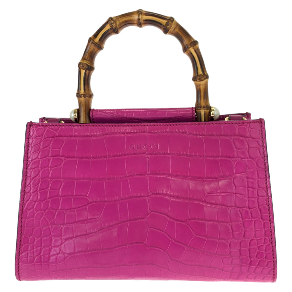 Luxury Gucci Trending 2025 Bamboo Nymphea Crocodile Handbag