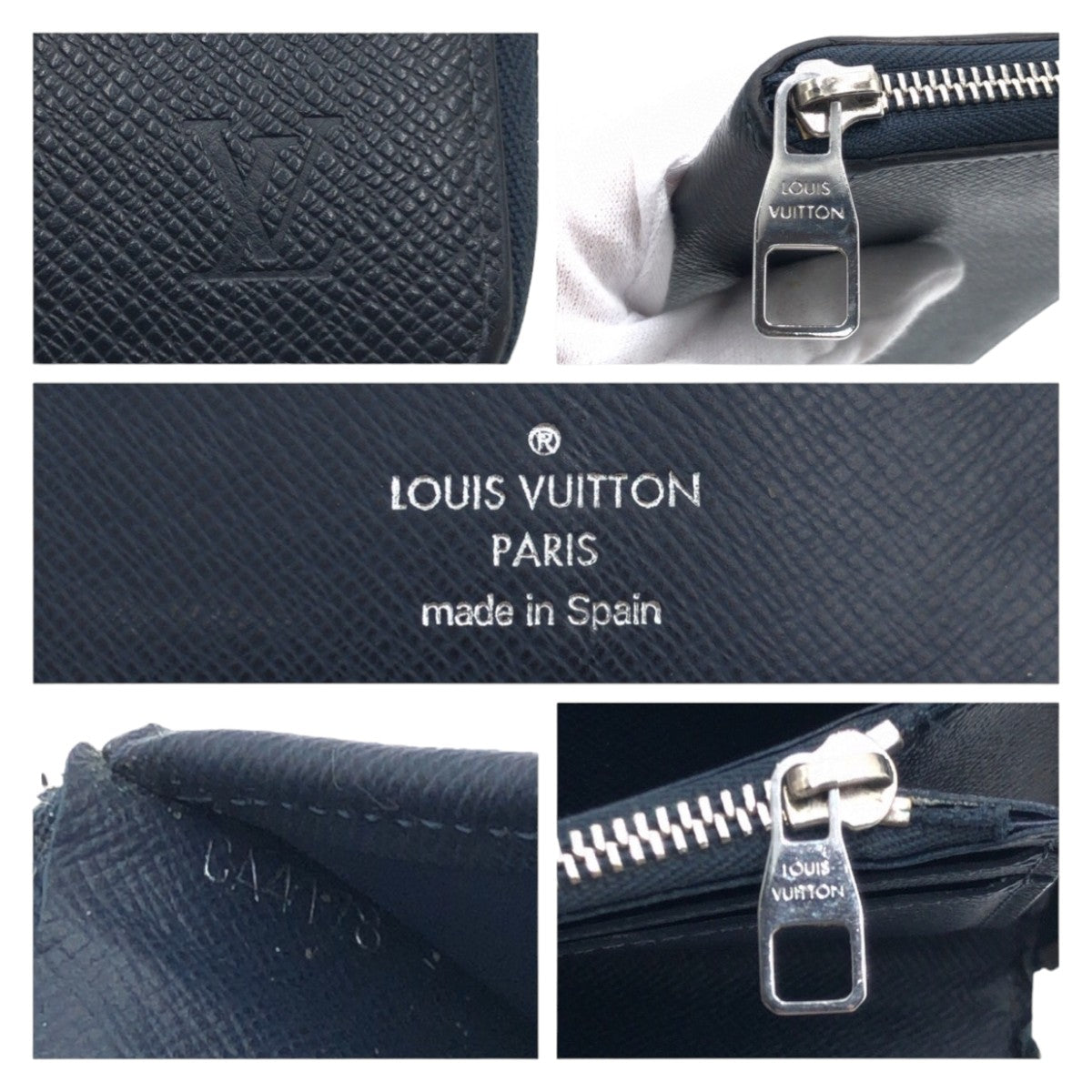 Louis Vuitton Taiga Zippy Wallet Vertical Black Leather
