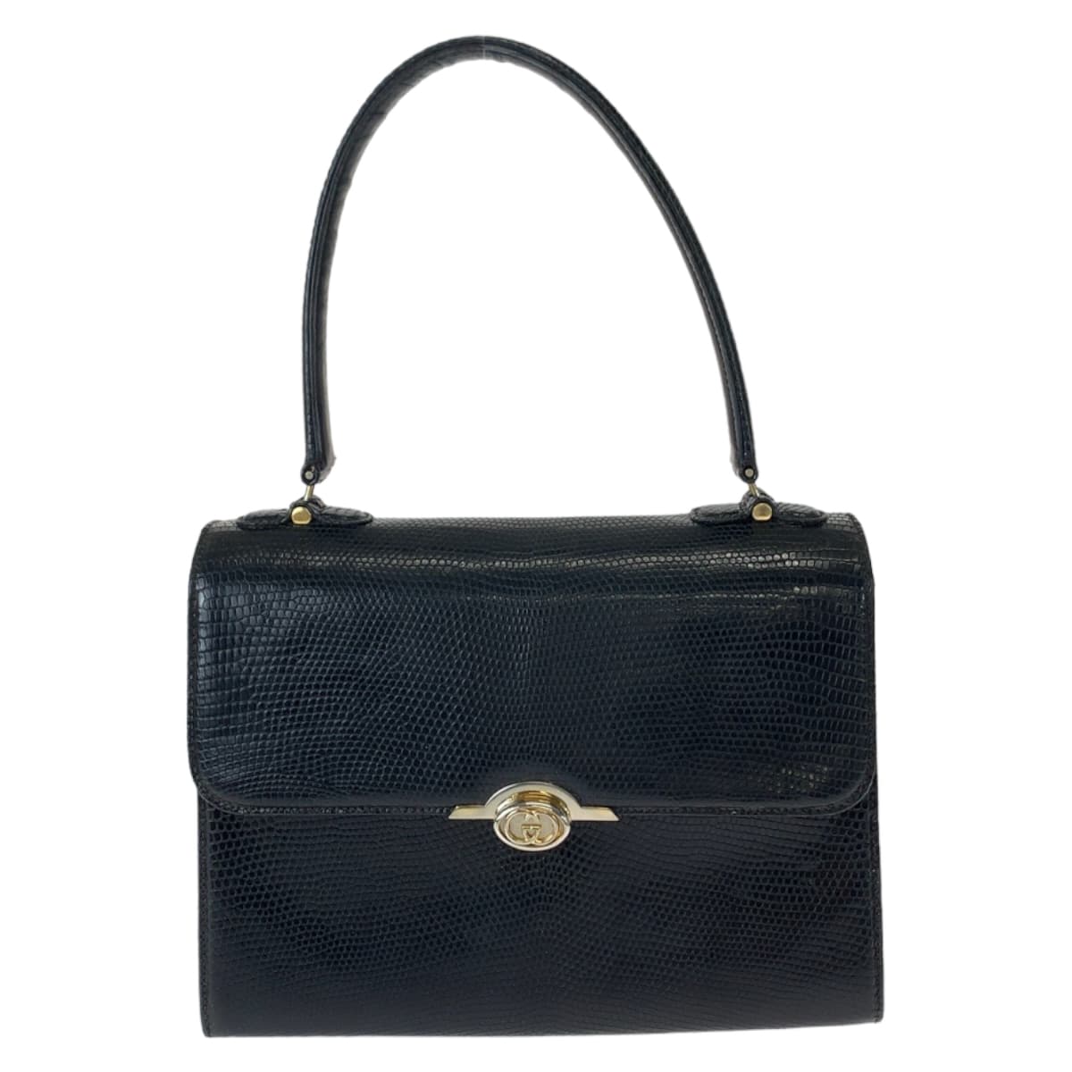 Luxury Gucci Trending 2025 Vintage Black Lizard Handbag 406839