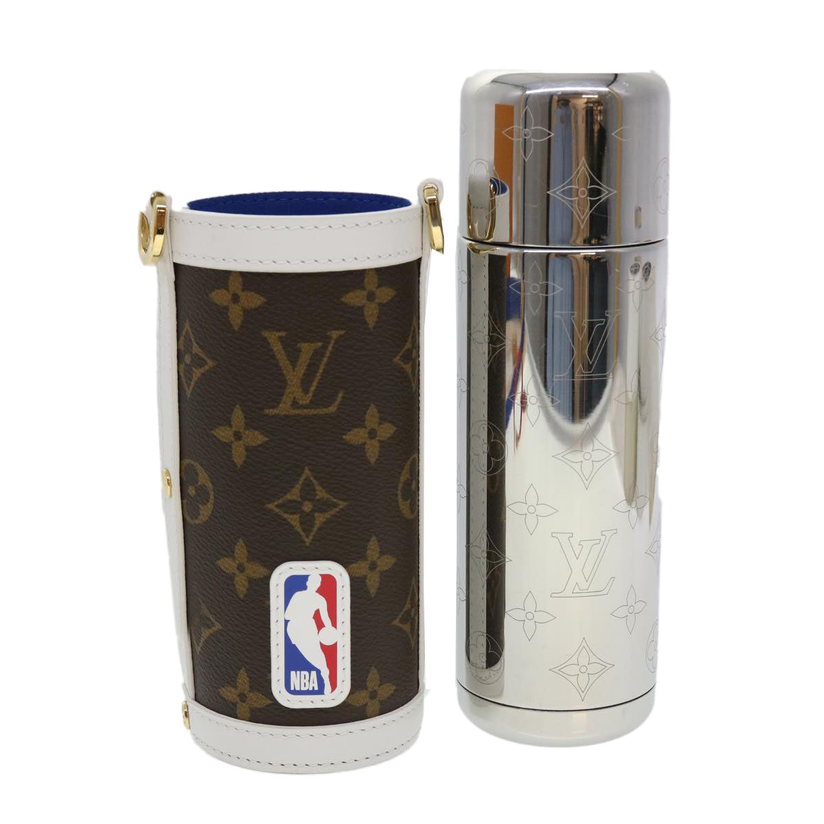 LOUIS VUITTON Monogram NBA FLASK HOLDER Water Bottle Blue Red GI0565 40703A