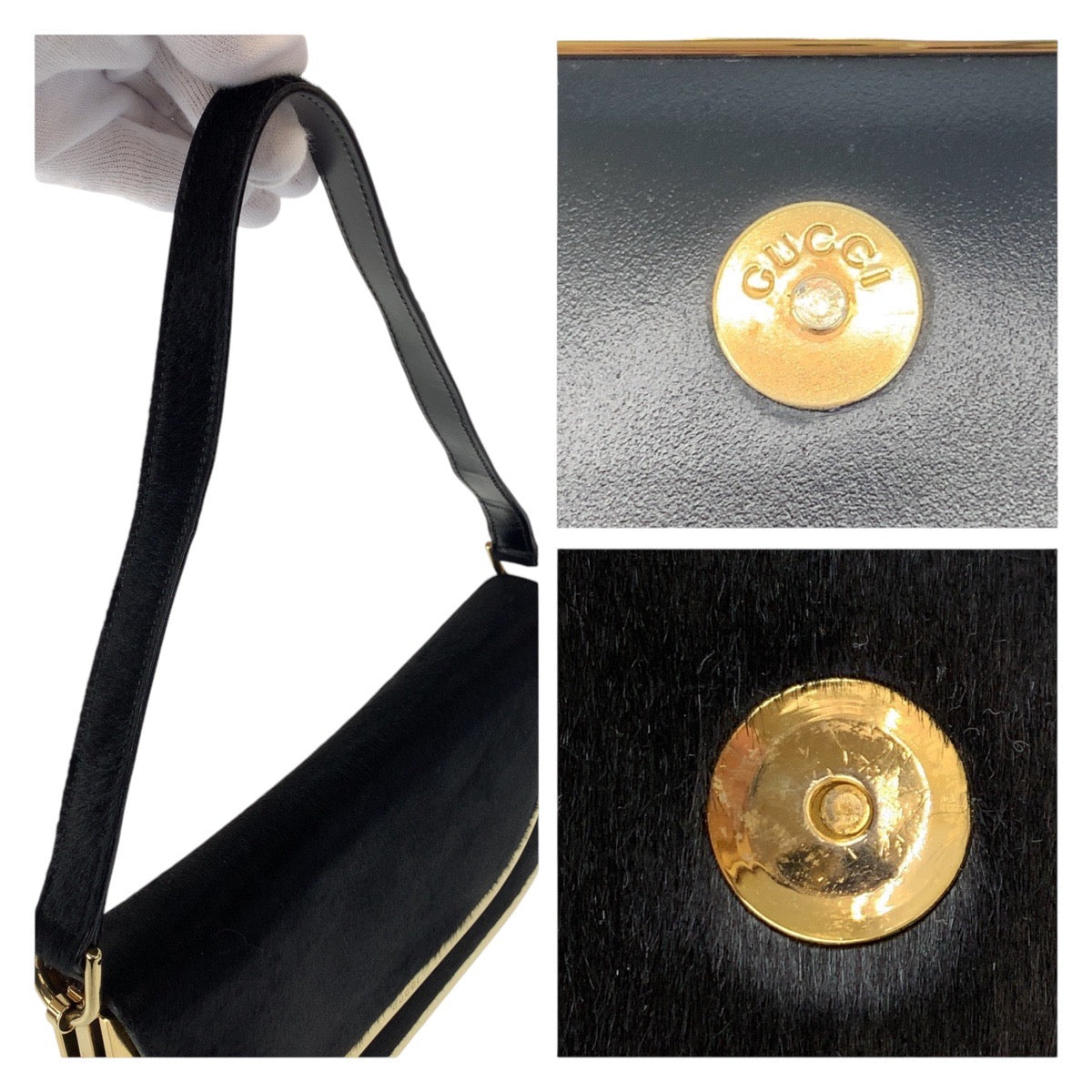 Luxury Gucci Trending 2025 Vintage Black Gold Shoulder Bag