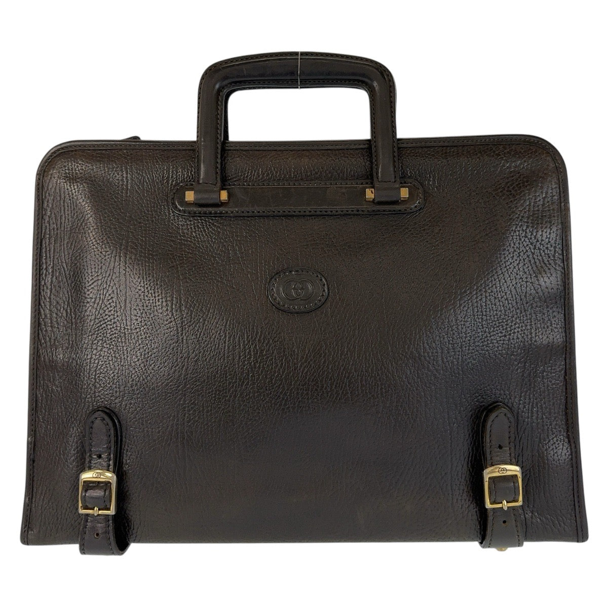 Luxury Gucci Trending 2025 Vintage Leather Briefcase Black Gold