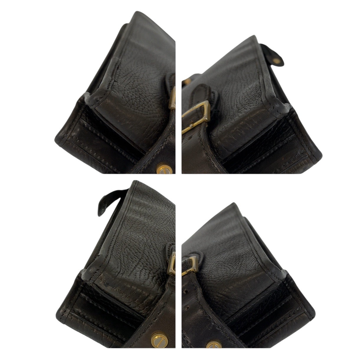 Luxury Gucci Trending 2025 Vintage Leather Briefcase Black Gold