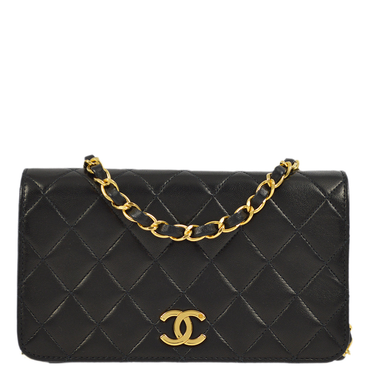 Chanel 1996-1997 Lambskin Pushlock Mini Full Flap Bag