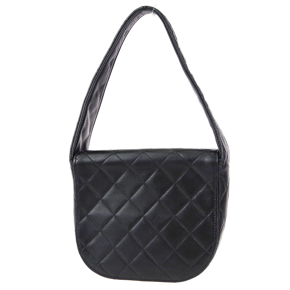 Luxury Chanel 1991-1994 Round Flap Handbag Mini Black Lambskin